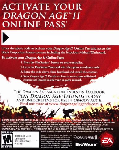 Dragon Age 2 - Online Pass (DLC) Game Cover